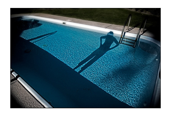 contemplating pool